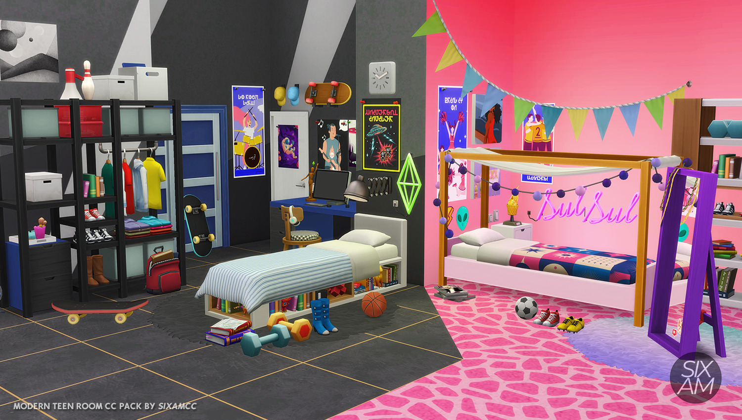 Modern Teen Bedroom Cc Pack For The Sims 4 Sixam Cc Spaceship