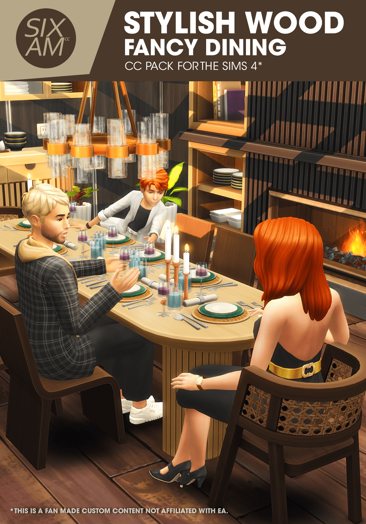 Stylish Wood – Fancy Dining (CC Pack for The Sims 4)