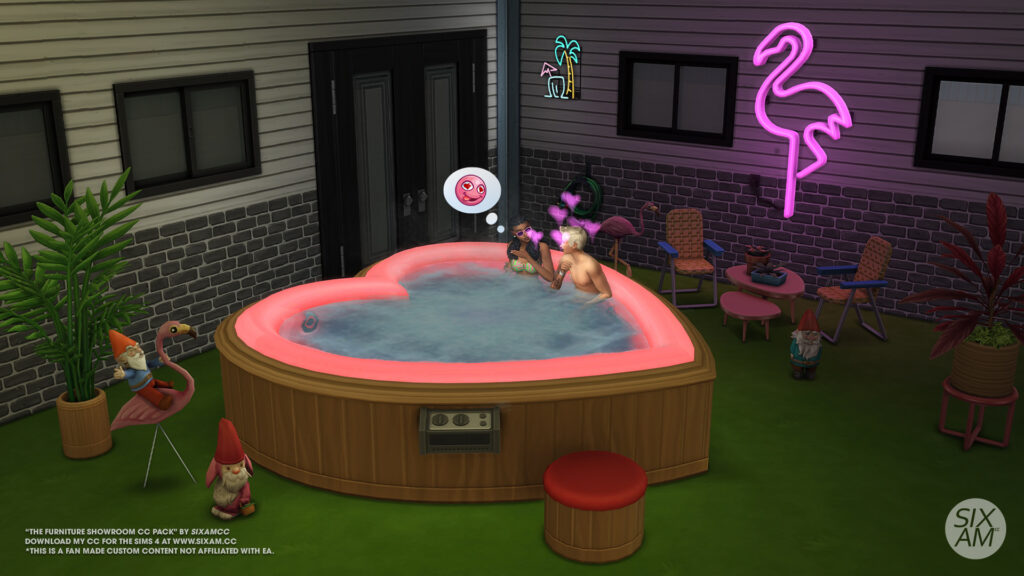 Sims 4 CC heart-shaped hot tub inspired by the Niagara Love Tub from The Sims Hot Date by SixamCC
