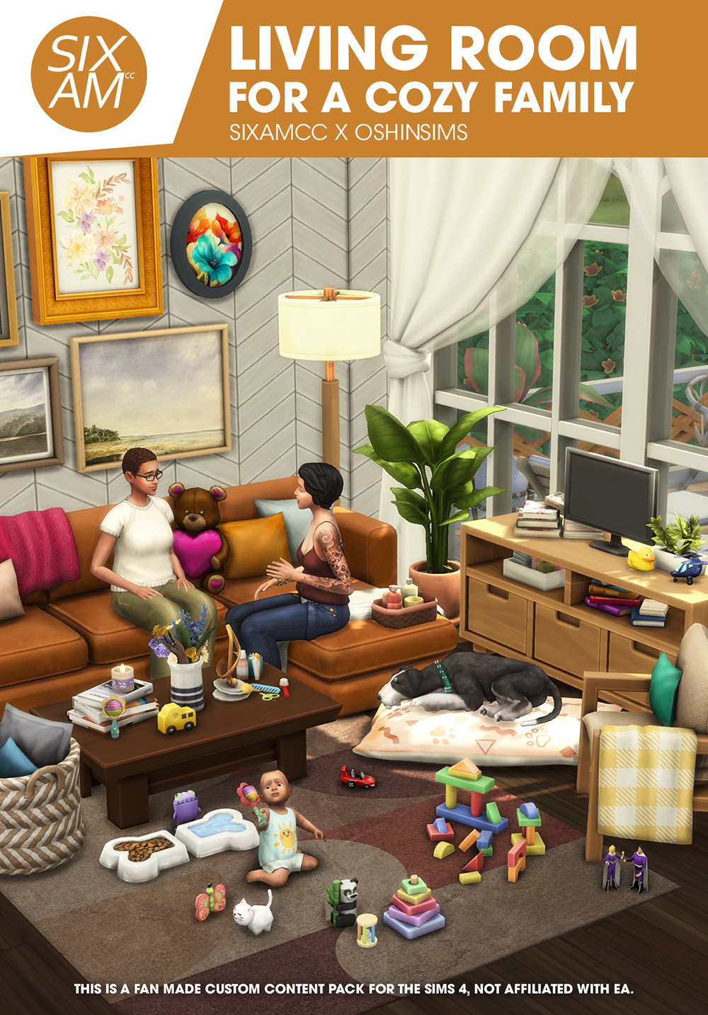 Living Room for a Cozy Family (CC Pack for The Sims 4) by SIXAMcc x OshinSims