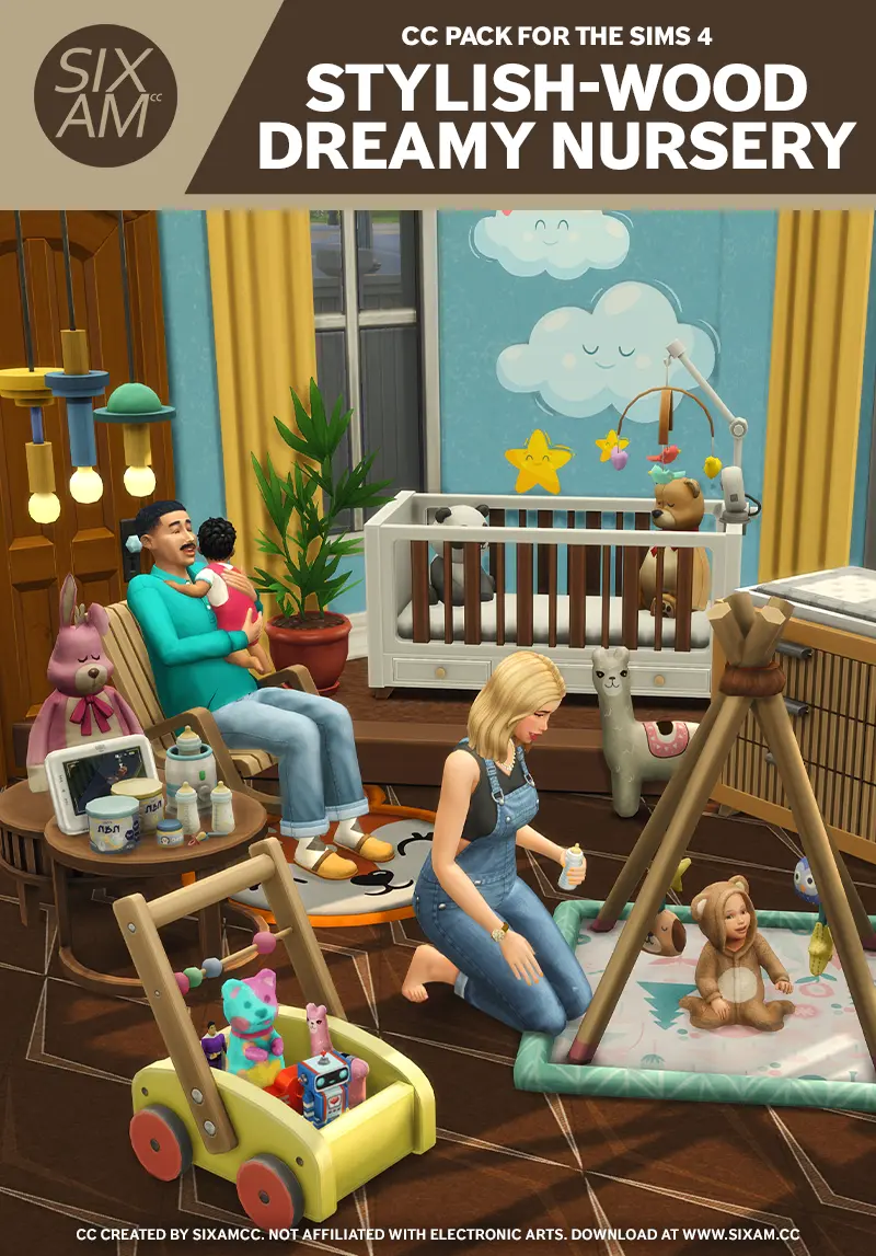 Stylish-Wood Dreamy Nursery (Sims 4 CC Pack)