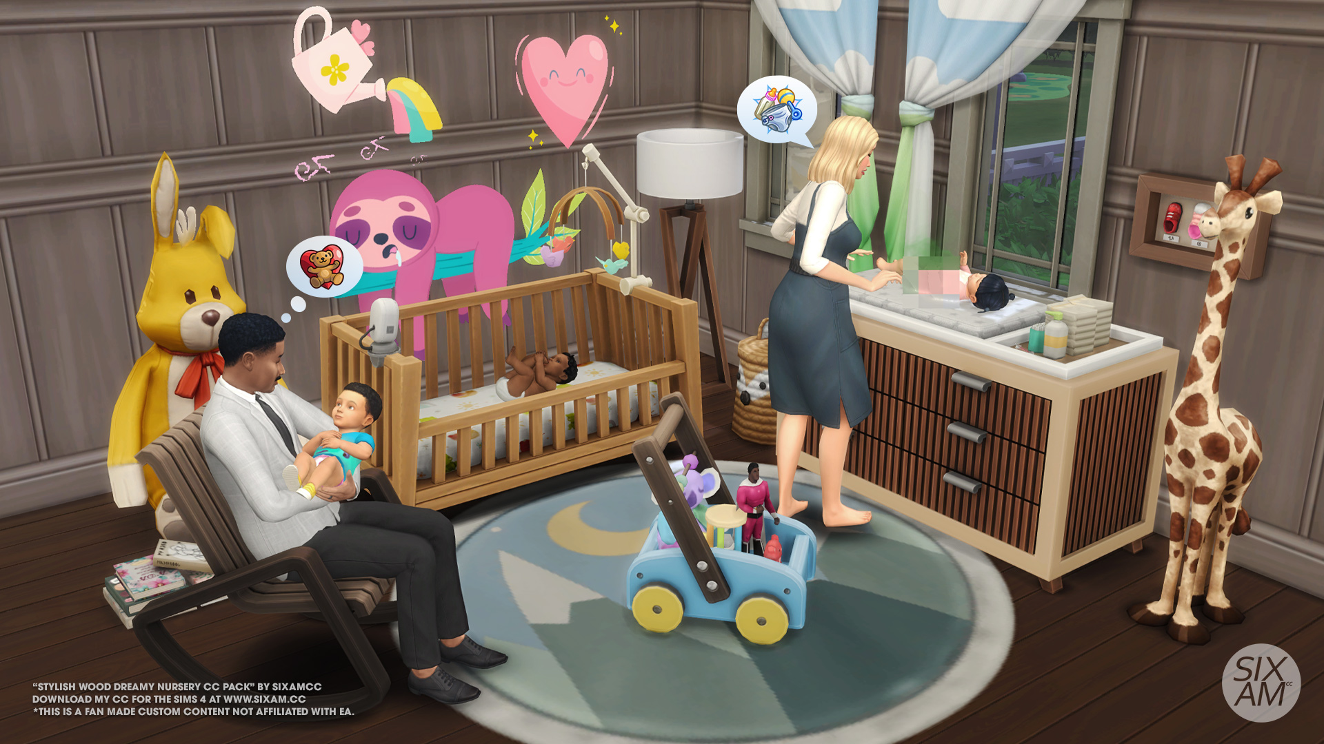 Stylish Wood Dreamy Nursery (CC Pack for The Sims 4) - Sixam CC