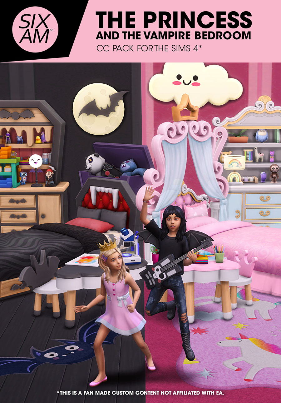 The Princess and the Vampire Kids Bedroom (CC Pack for The Sims 4)