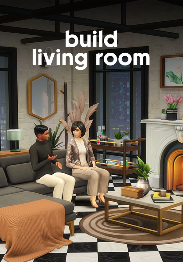 Mid Century Modern Living Room (Build Creation for The Sims 4)