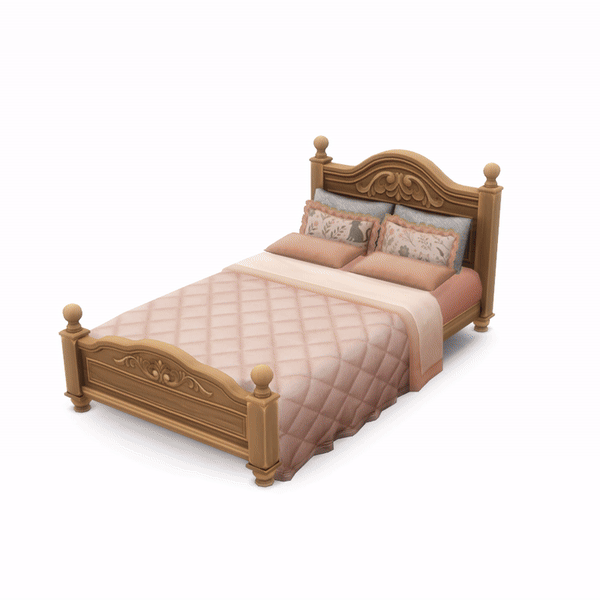 Sims 4 Maxis Match CC bedroom décor from SixamCC Besties Me and My Cat with curtains rug and cat-themed picture frames