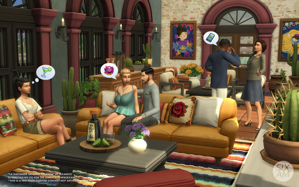 sims 4 cc hacienda getaway furniture pack by sixam cc, ims 4 cc hacienda build set doors and arches, sims 4 cc pack with rustic furniture and décor
