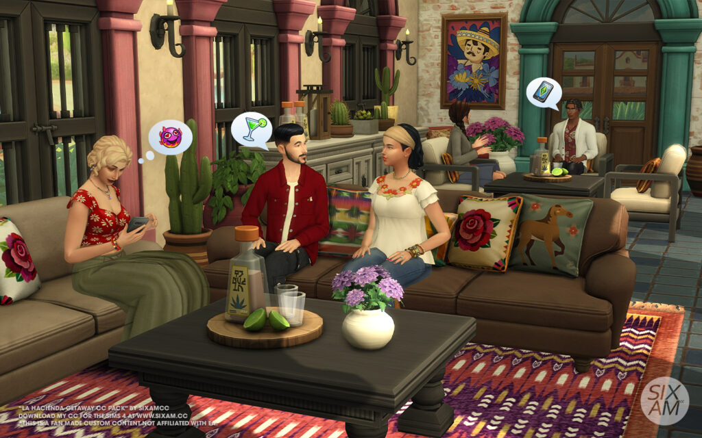 sims 4 cc hacienda getaway furniture pack by sixam cc, ims 4 cc hacienda build set doors and arches, sims 4 cc pack with rustic furniture and décor