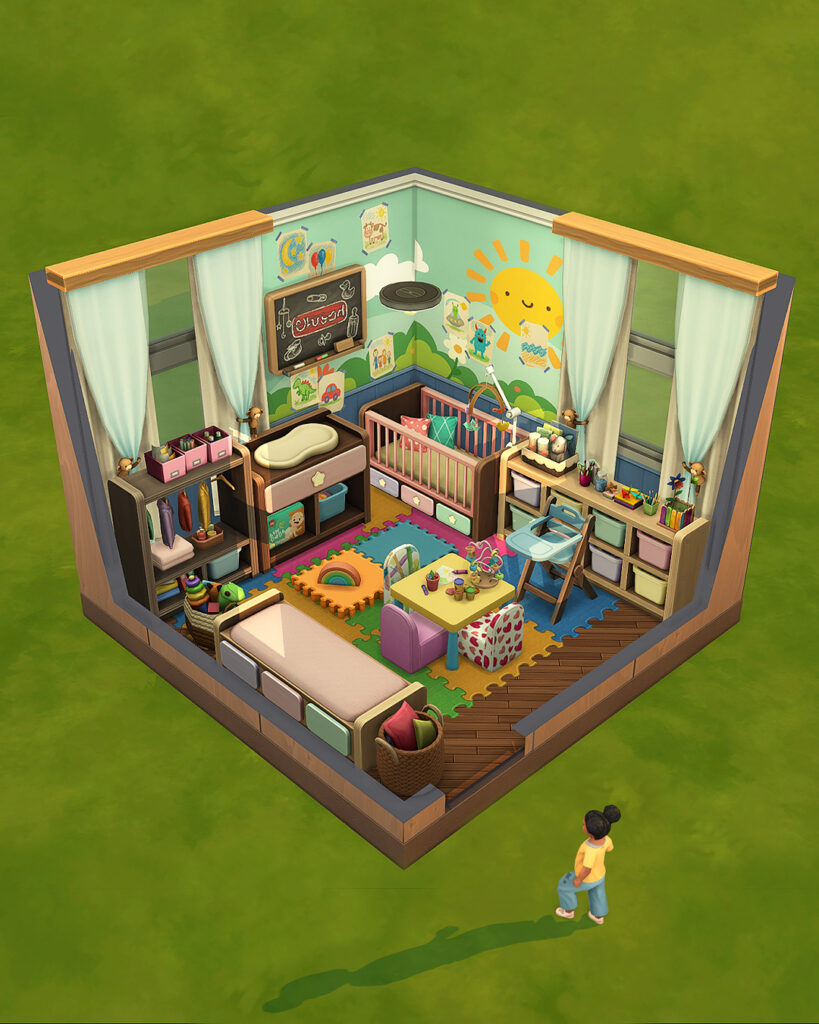 Built a tiny daycare-inspired dollhouse using my Daycare Sims 4 CC Pack