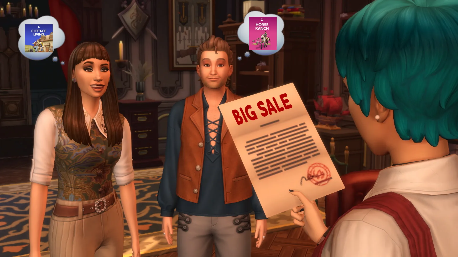 Sims riding horses in Chestnut Ridge from the Horse Ranch expansion, included in The Sims 4 September Sale 2025. Support CC using creator code SIXAMCC.
