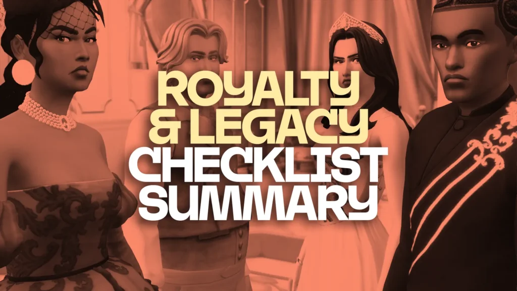 Sims 4 Royalty & Legacy Expansion Pack official cover showing royal Sims and dynasty gameplay