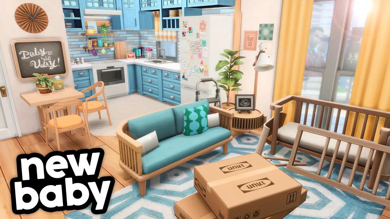 Sims 4 First Time Parents Apartment build by Gryphi overview