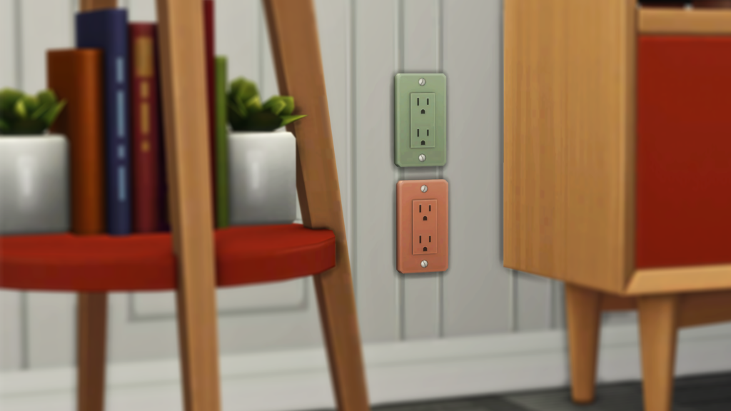 Sims 4 Marketplace North American Home Power Set by SixamCC decorative outlets and switches styled in a contemporary Sims home