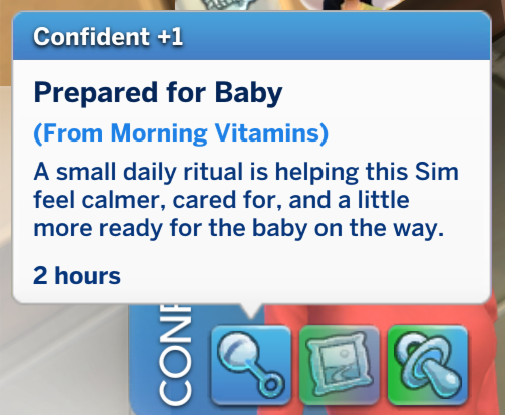 Sims 4 Mod SixamCC Prepared for Baby moodlet from afternoon vitamins
