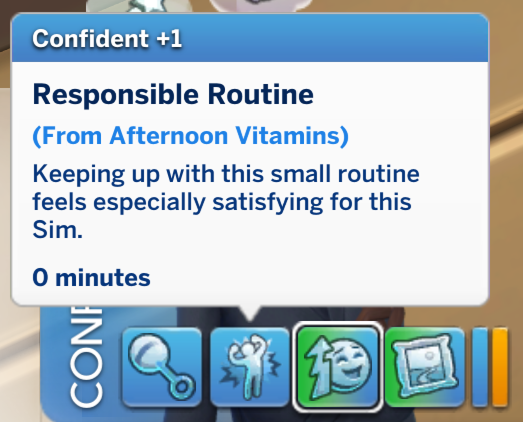 Sims 4 Mod SixamCC Responsible Routine moodlet from afternoon vitamins