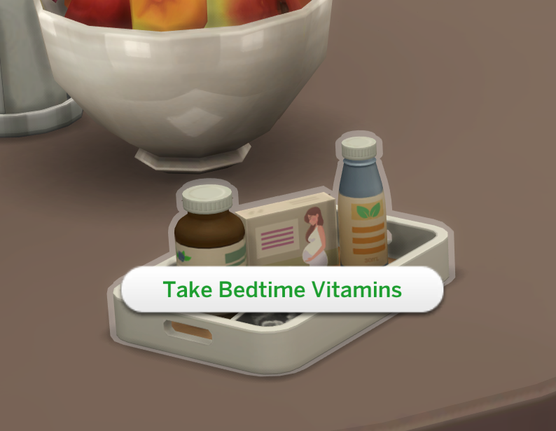 Sims 4 Mod SixamCC take bedtime prenatal vitamins interaction