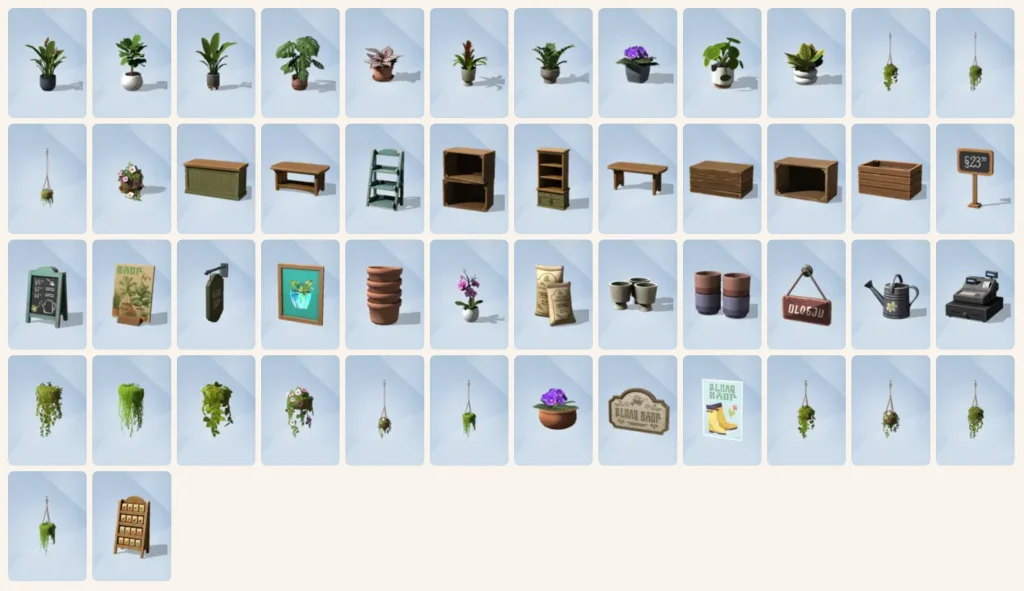 Sims 4 Marketplace: The Little Plant & Garden Shop (50 items set). Sims 4 Marketplace sixamcc.