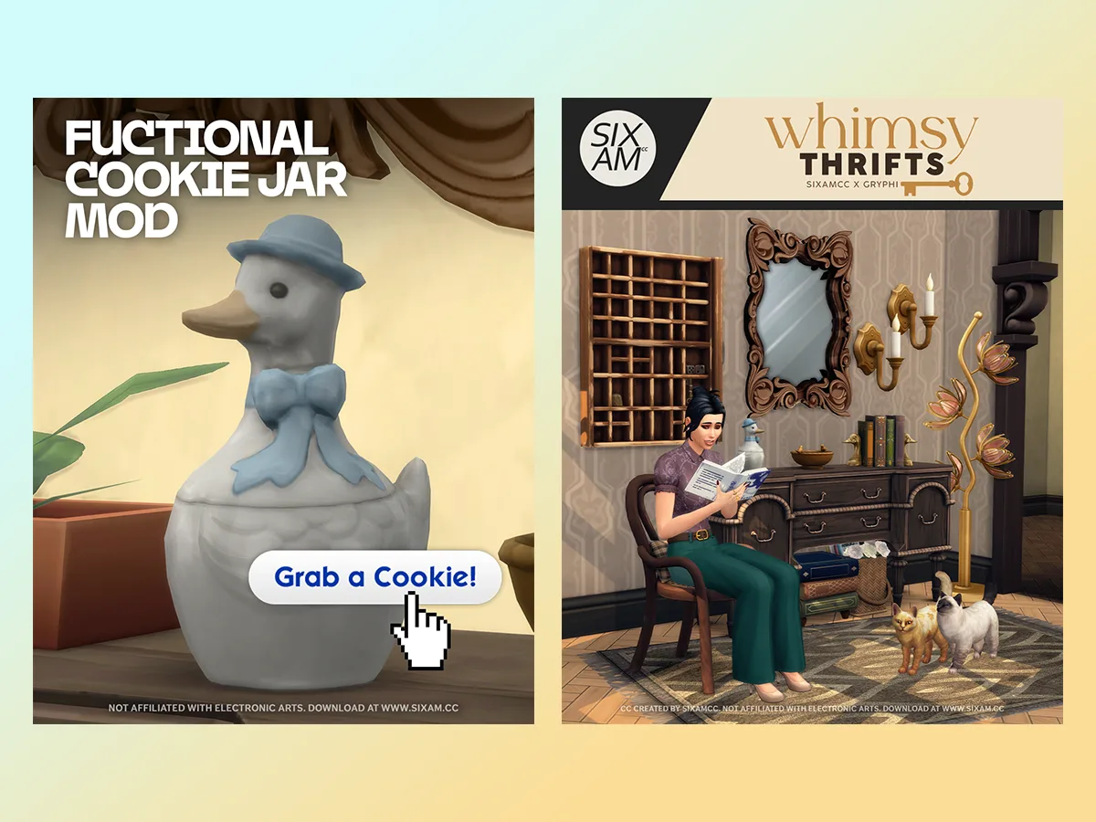Whimsy Goose Cookie Jar and Whimsy Thrifts CC Pack are now free to download. sims 4 cc mod.