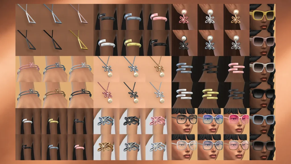 Dual Luxe Accessories Set. sims 4 markerplace sixamcc.