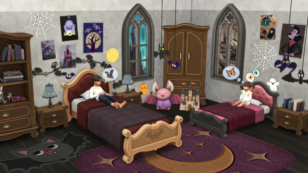 The Sims 4 Marketplace: My Little Vampire Lair Bedroom. sixamcc sims 4 cc.