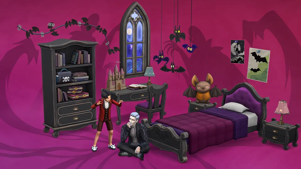 The Sims 4 Marketplace: My Little Vampire Lair Bedroom. sixamcc sims 4 cc.